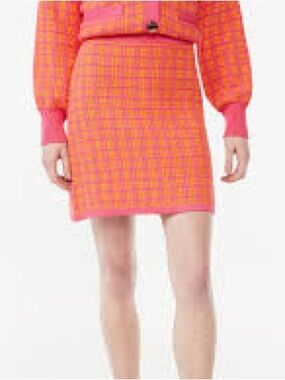 NWOT Pink and Orange Plaid Knit Mini Skirt